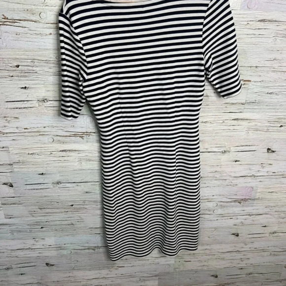 Ann Taylor black striped dress size small midi - Picture 6 of 9